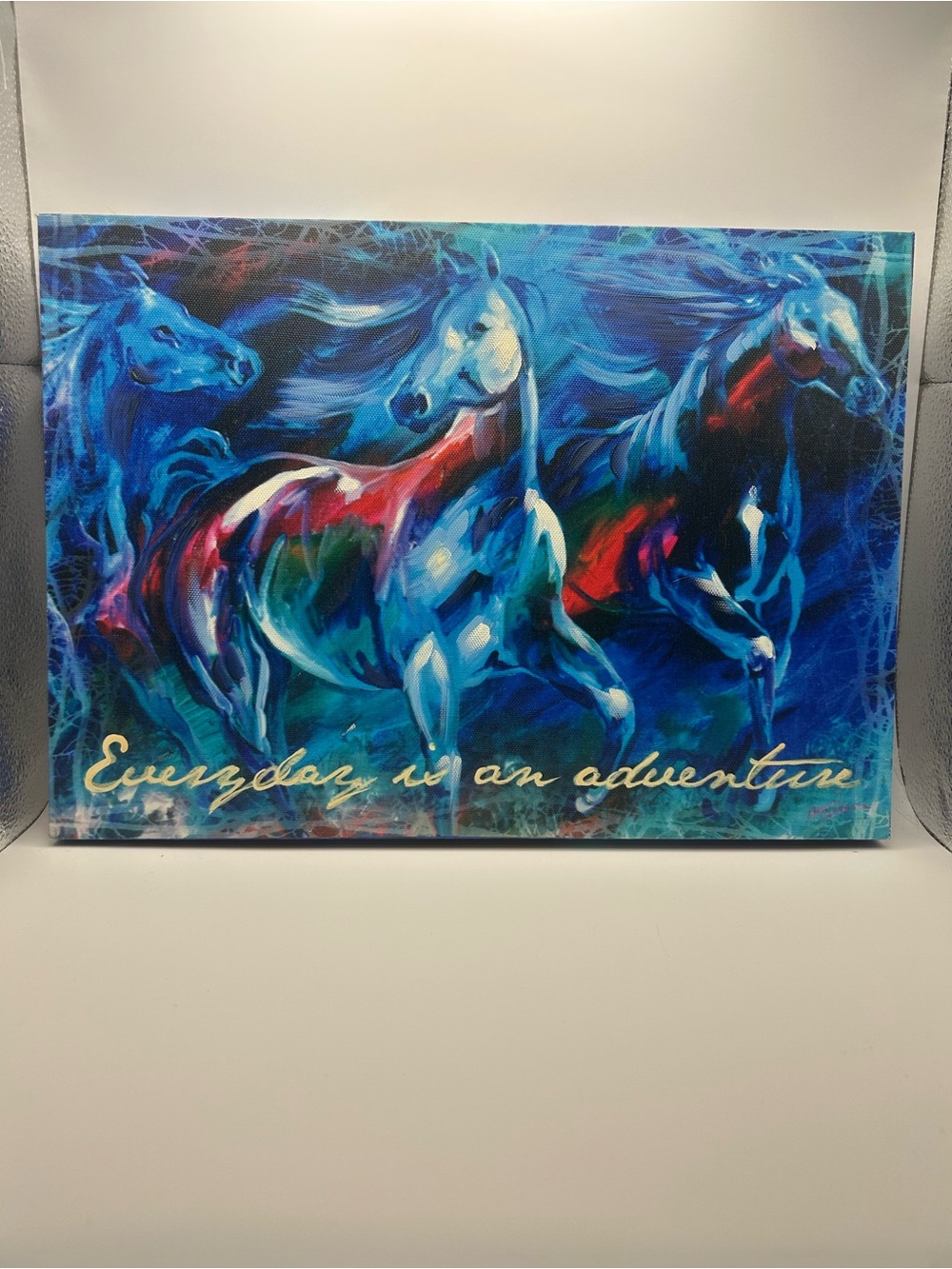 Everyday Is An Adventure Blue Abstract Horse Wall Art 10x14